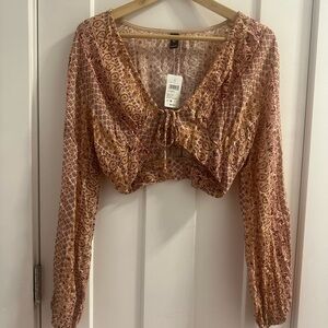 Windsor Gold Long Sleeve Crop Blouse